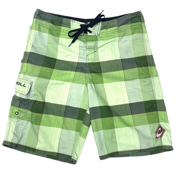 Plaid Oneill Boardshorts O'Neil Men's Santa Cruz Style Green Plaid - Main Image